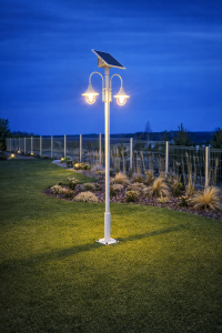 Latarnia Solarna Klasyczna Biała Barwa Światła Ciepła Hybryda Zasilacz 230V 