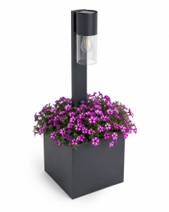 Donica Solarna Stalowa Antracyt 100cm/28cm/28cm Barwa Światła Ciepła