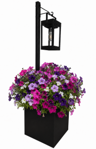 Donica Solarna Stalowa Czarna 118 cm/28,5 cm/28,5 cm Barwa Światła Ciepła